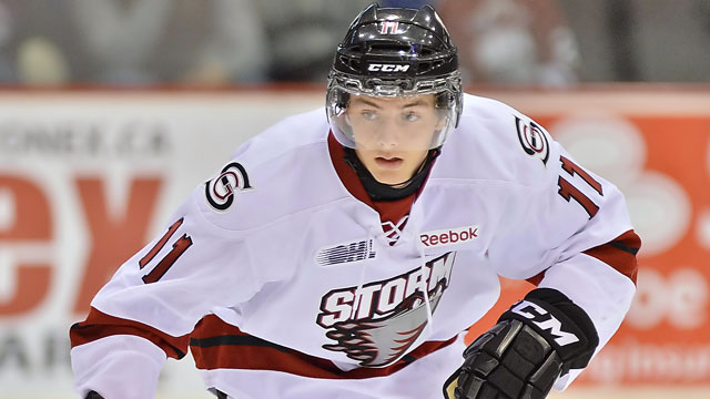 Forward Jason Dickinson of the Guelph Storm. (Terry Wilson/OHL Images)