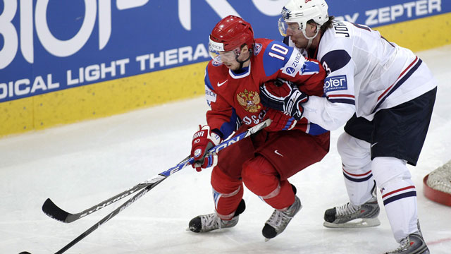 Sergei Mozyakin lead the KHL in scoring with 76 points in 48 games, including a big chunk of time sharing ice time with NHLers. (AP/Martin Meissner) 