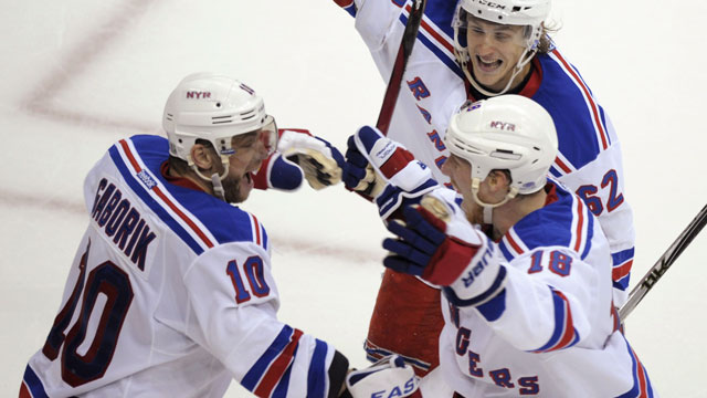 Marian Gaborik grabbed Game 3 for the New York Rangers in his club’s second-round matchup in 2012 against the Washington Capitals at 14:41 of the 3rd overtime. (AP/Susan Walsh)