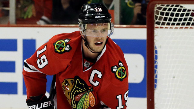 Jonathan Toews, the captain of the Chicago Blackhawks, does everything for his club and is as effective at scoring goals as preventing them. He’s also an elite faceoff man. (AP/Nam Y. Huh)