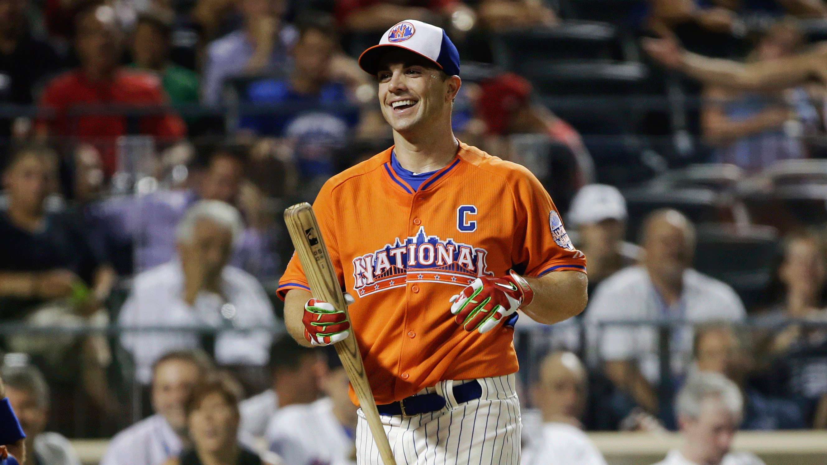 David Wright smiles as he is eliminated from the Derby. (AP/Matt Slocum)
