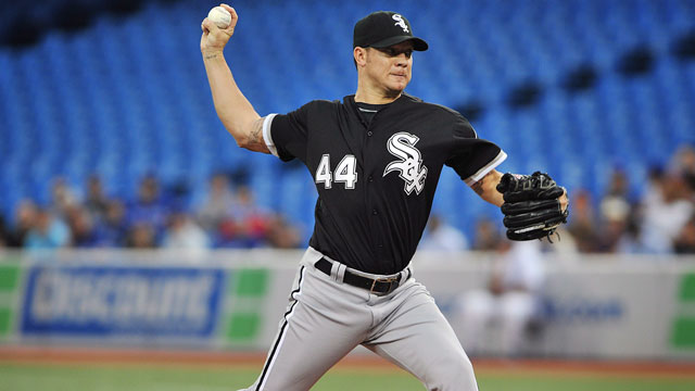 Jake Peavy of the struggling Chicago White Sox has a high price tag, yet the club has fielded much interested in the veteran right-hander (CP/Aaron Vincent Elkaim)