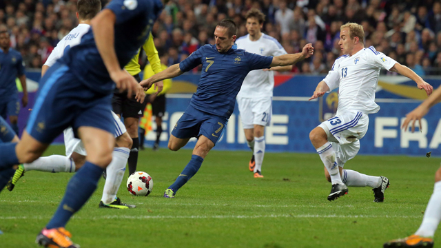 Franck Ribery—France: France snuck into the tournament by the skin of its teeth, coming back from two goals down in the second leg of their playoff against the Ukraine to advance. Flawless play from Ballon d’Or candidate Franck Ribery will be France’s lifeline in order to avoid a consecutive disappointing showing at the World Cup. (Michel Euler/AP)