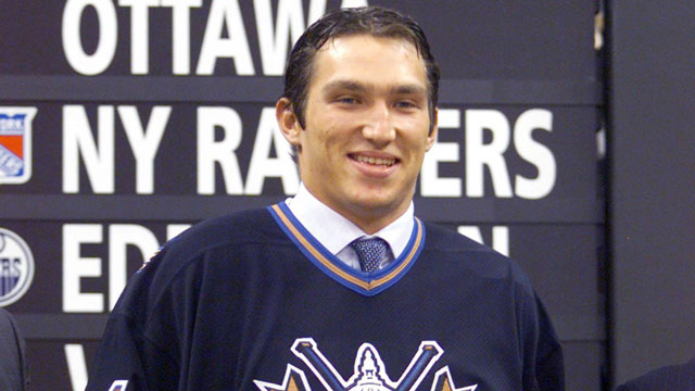 A fresh-faced 18-year-old, Alexander Ovechkin is taken first overall by the Washington Capitals in the NHL Draft. (CP/Chuck Stoody)
