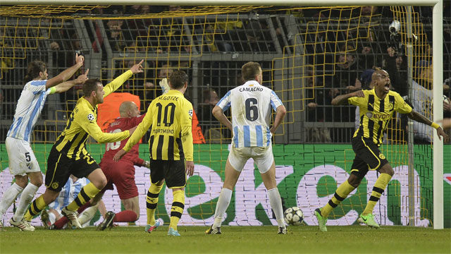 Another first-leg draw for Dortmund against Spanish side Malaga led to a crucial second leg matchup in Dortmund. Down 2-1 in injury time, Dortmund shocked Malaga with goals from Marco Reus and Felipe Santana in the 91st and 93rd minutes to steal the win and advance to the semifinals. (AP/Martin Meissner)
