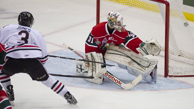 Seth Jones made a nice pinch, demonstrating his off-the-charts hockey sense to get a goal for Portland. (CP/Liam Richards)