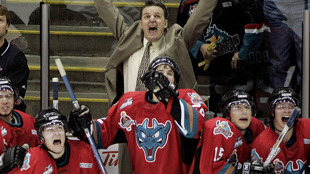 The high-powered Gatineau Olympiques were favoured, but Marc Habscheid's host Kelowna Rockets team came away with the cup in 2004. (CP/Jacques Boissinot)