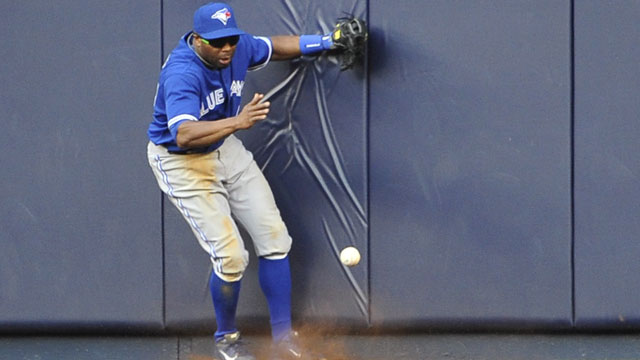 Rajai Davis was put on the 15-day DL on May 11 with an oblique strain. (AP/Kathy Kmonicek)