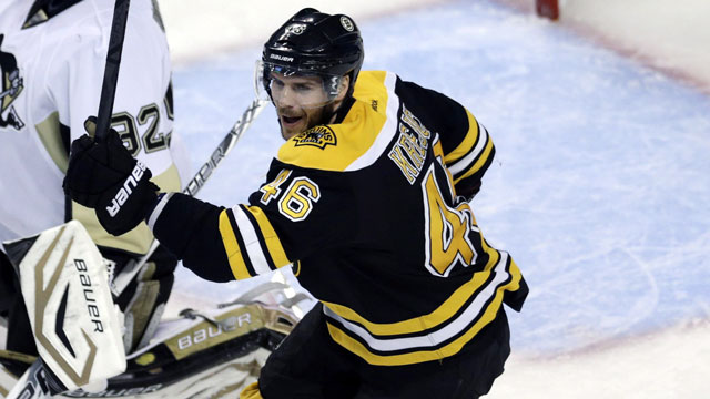 Boston’s David Krejci leads the league in post-season scoring (21 points) heading into the final and has been the most consistent point producer in the playoffs thus far. (AP/Charles Krupa)