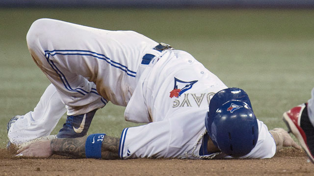Brett Lawrie was put on the 15-day DL on May 28 after sliding awkwardly into second base at home against the Atlanta Braves. (CP/Nathan Denette)