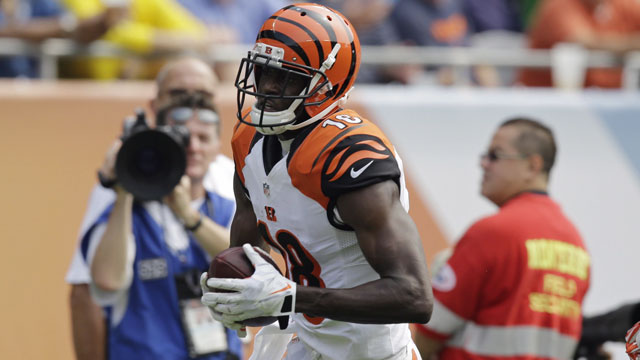 It was business as usual for the Cincinnati Bengals’ A.J. Green, posting 162 yards and two touchdowns over nine receptions (AP/Nam Y. Huh)