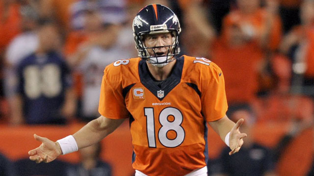 Peyton Manning went 27-of-42 for seven touchdowns and no interceptions in the Denver Broncos win over the Baltimore Ravens (AP/Jack Dempsey)