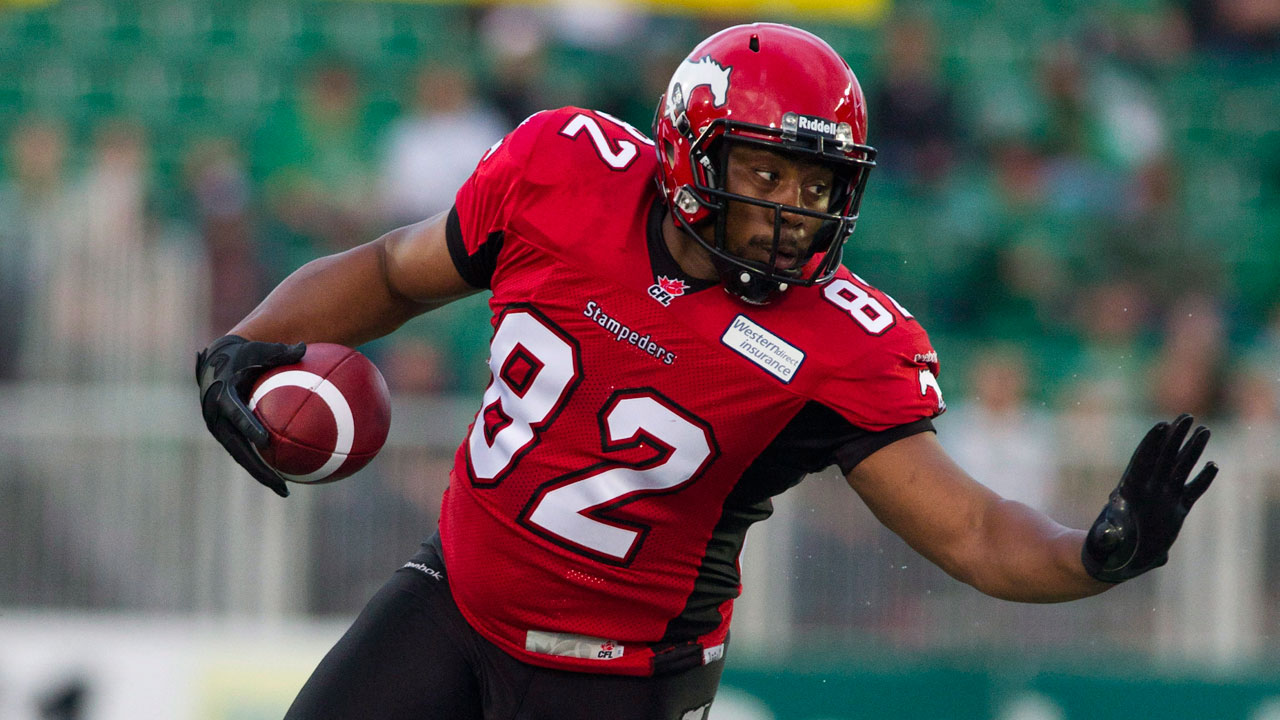 Veteran Nik Lewis did not play a huge role on the field for the Calgary Stampeders in 2014, but he was still looked to for leadership. (Liam Richards/CP).