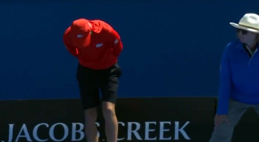 Watch Ball boy hit in groin with tennis ball