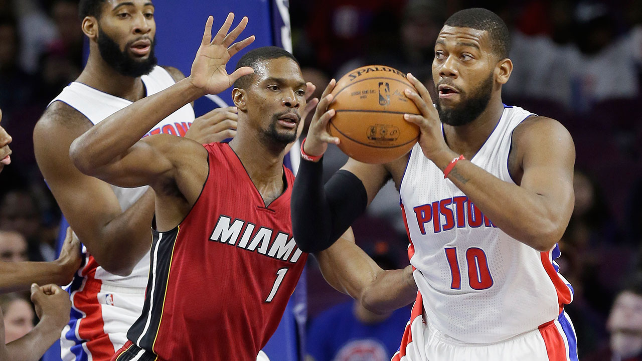 Chris-Bosh;-Greg-Monroe;-Miami-Heat;-Detroit-Pistons