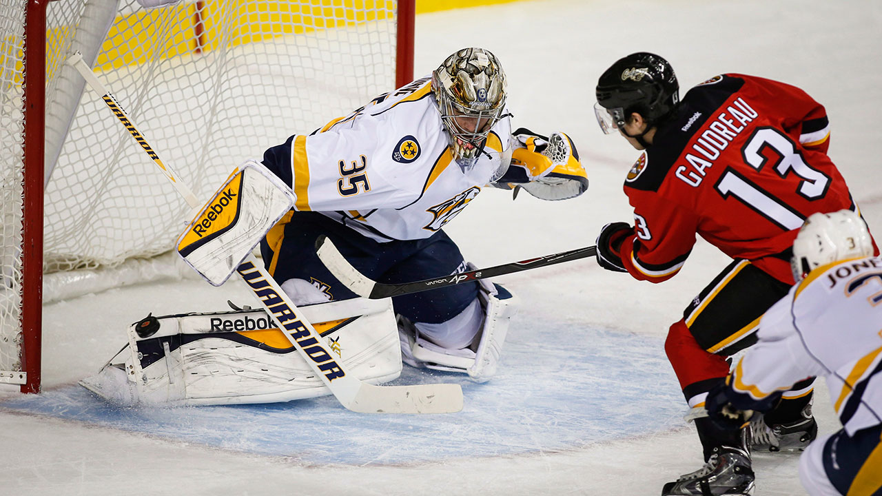Johnny-Gaudreau;-Pekka-Rinne;-Calgary-Flames;-Nashville-Predators;-NHL
