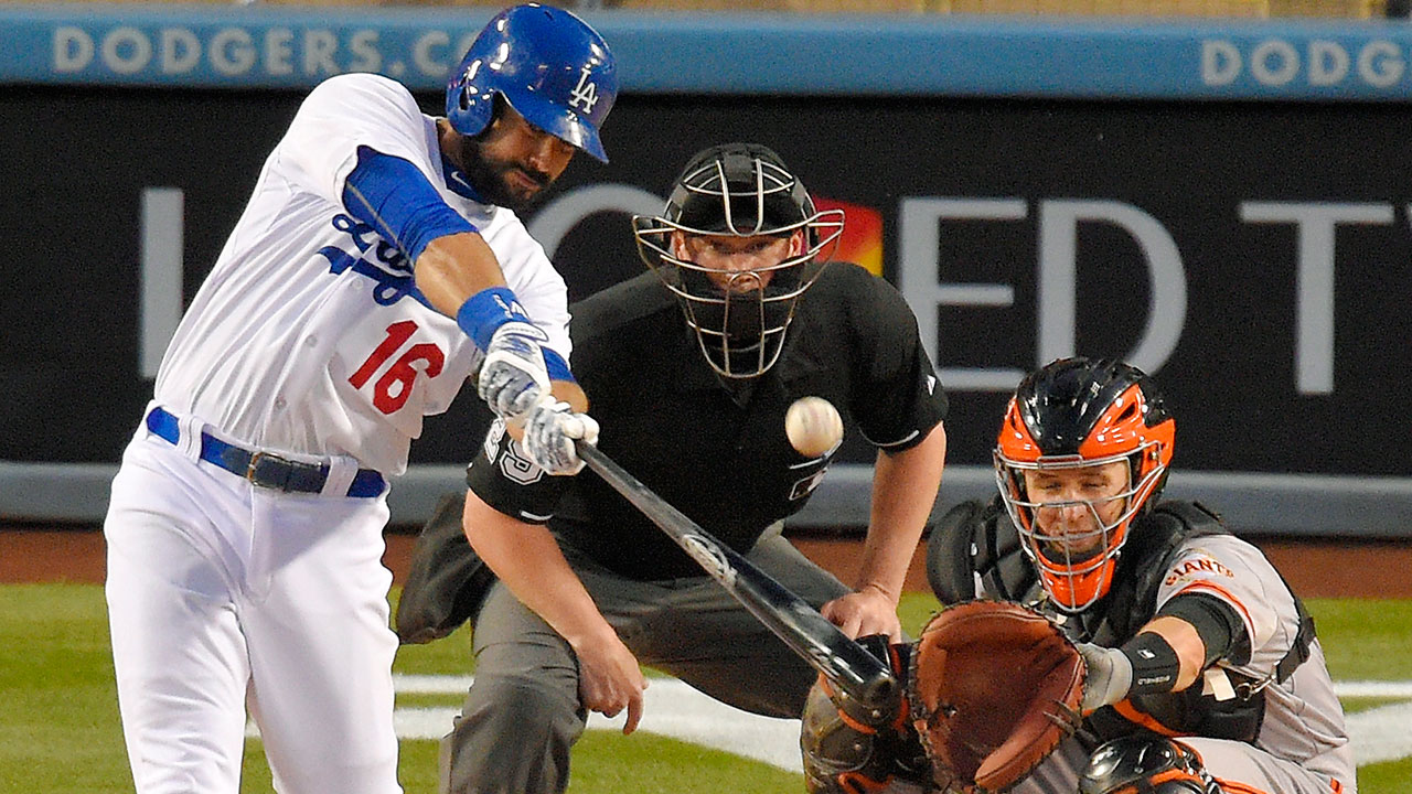 Andre-Ethier;-Los-Angeles-Dodgers;-Buster-Posey;-San-Francisco-Giants;-MLB