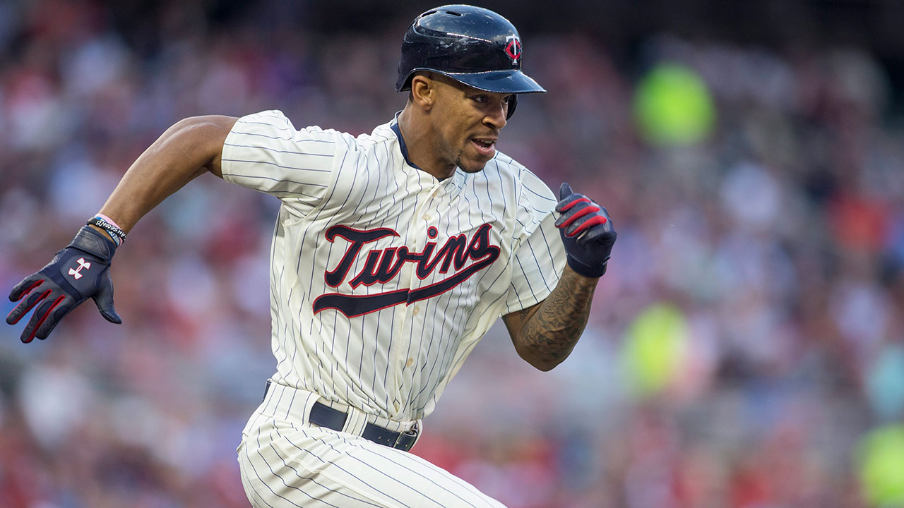 Minnesota Twins' Byron Buxton runs toward first base. (Bruce Kluckhohn/AP)