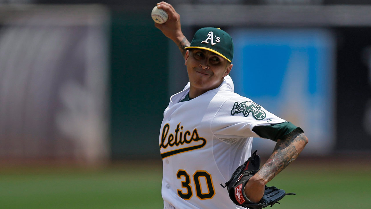 Jesse-Chavez;-Toronto-Blue-Jays;-Oakland-Athletics;-MLB