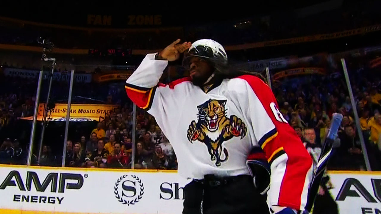 The Sporting News on X: P.K. Subban donned a Panthers jersey and mullet  wig to become Jaromir Jagr. #NHLAllStar    / X