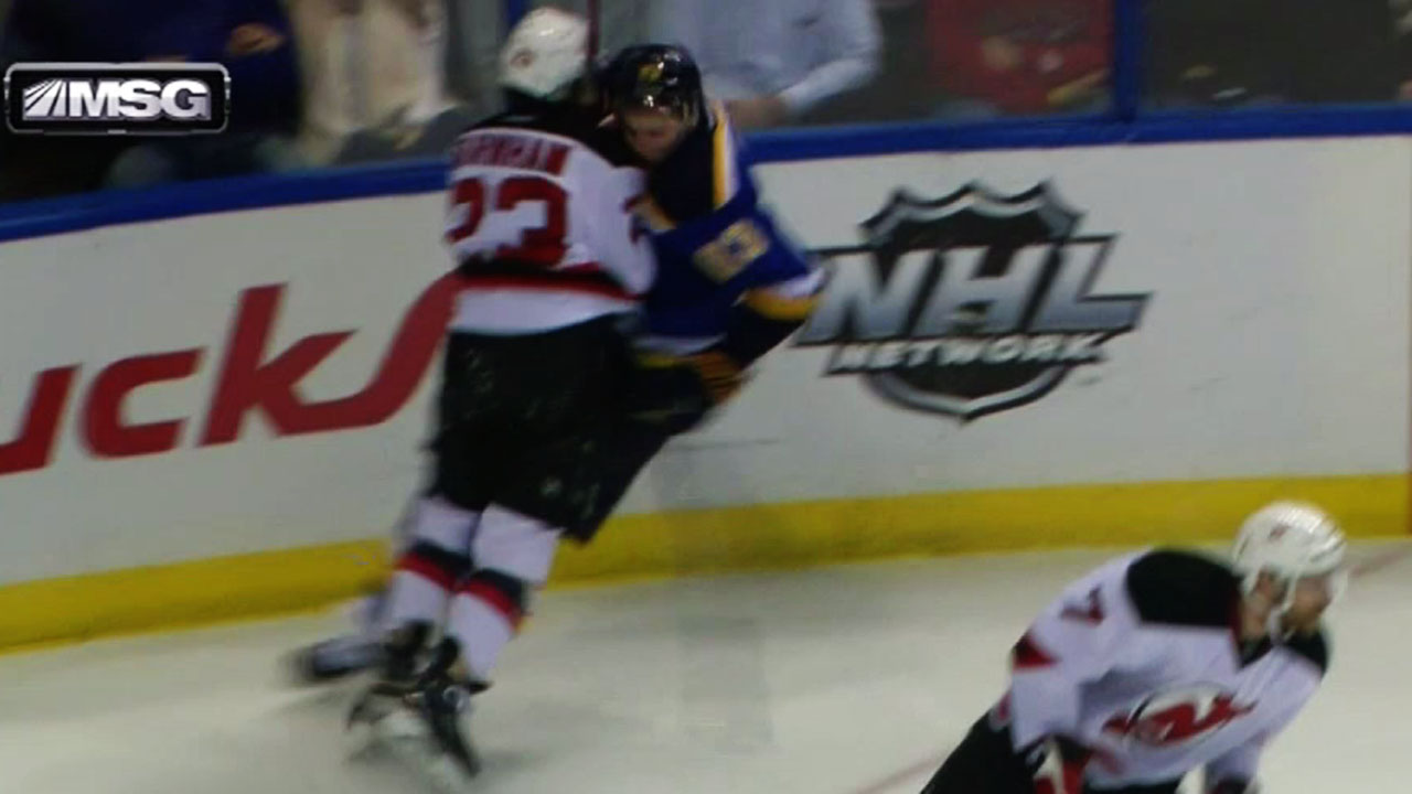 Devils’ Farnham suspended four games for hit on Blues’ Jaskin