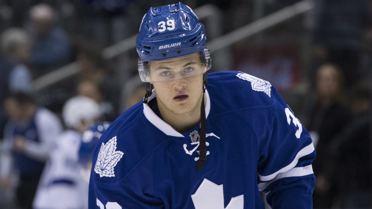 Toronto-Maple-Leafs-William-Nylander-takes-part-in-a-warm-up-ahead-of-his-NHL-hockey-debut-against-Tampa-Bay-Lightning-in-Toronto-on-Monday,-February-29,-2016.-THE-CANADIAN-PRESS/Chris-Young