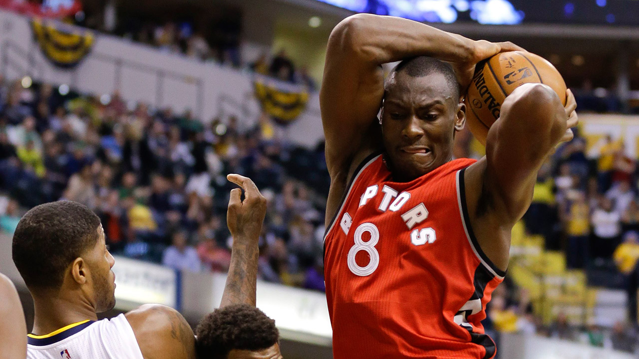 Bismack-Biyombo;-Toronto-Raptors;-Paul-George;-Indiana-Pacers;-NBA