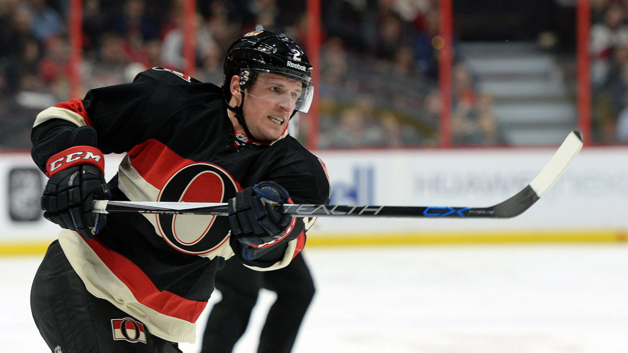 Ottawa-Senators'-Dion-Phaneuf-shoots-against-the-Colorado-Avalanche-during-second-period-NHL-hockey-action-in-Ottawa,-Canada,-Thursday,-Feb.-11,-2016.-Phaneuf-recorded-an-assist-on-the-goal.-(Sean-Kilpatrick/The-Canadian-Press-via-AP)-MANDATORY-CREDIT