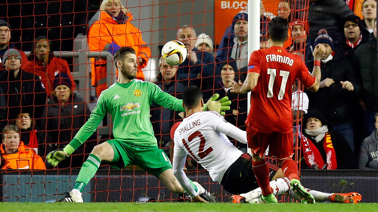 Roberto-Firmino;-David-De-Gea;-Liverpool;-Manchester-United;-Europa-League