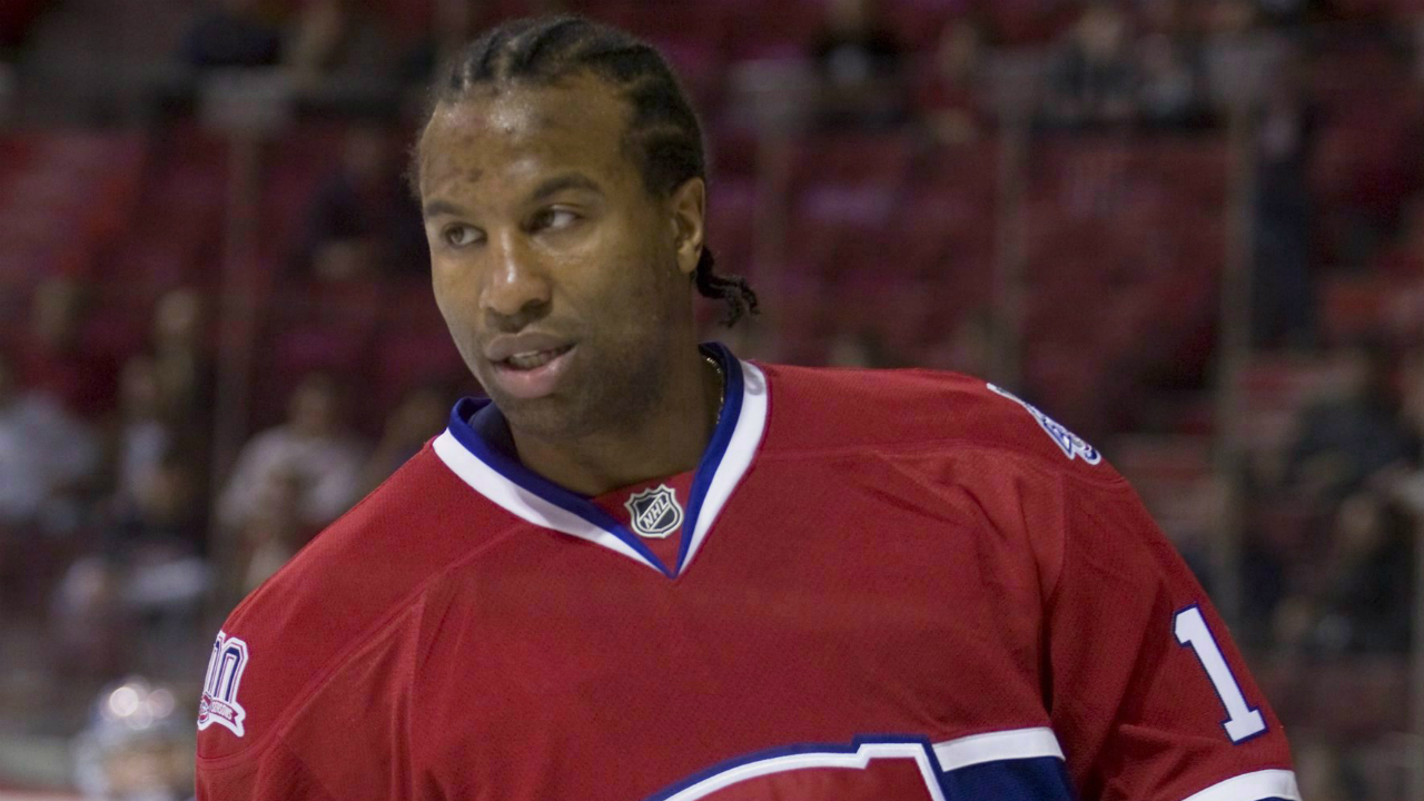 Montreal-Canadiens-Georges-Laraque-warms-up-before-the-home-opener-against-the-Boston-Bruins-in-Montreal-on-Oct.-15,-2008.-THE-CANADIAN-PRESS/Ryan-Remiorz