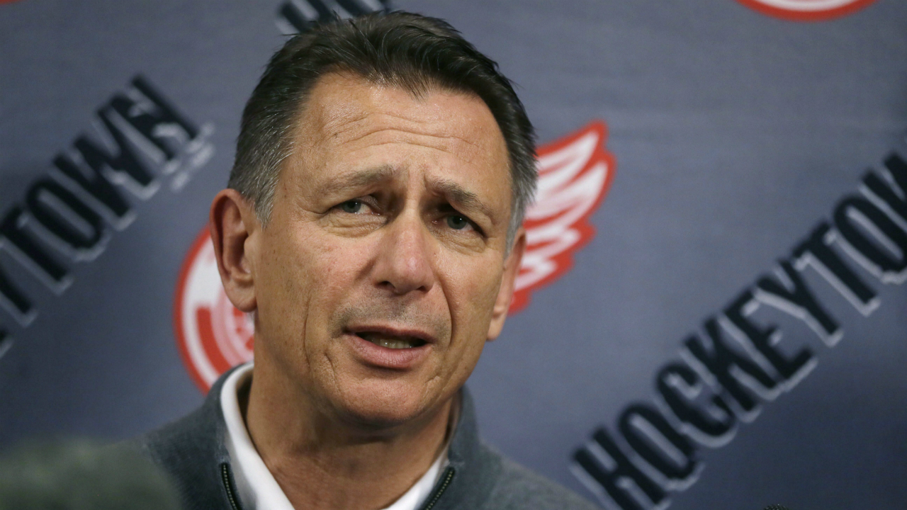 In-this-Wednesday,-May-20,-2015,-file-photo,-Detroit-Red-Wings-General-Manager-Ken-Holland-addresses-the-media-in-Detroit-to-discuss-the-head-coaching-vacancy-as-coach-Mike-Babcock-will-now-be-the-new-head-hockey-coach-with-the-Toronto-Maple-Leafs.-Goal-scoring-is-slipping-once-again-in-the-NHL.-Holland-said-the-decline-in-scoring-is-tied-to-an-uptick-in-competitive-balance.-(AP-Photo/Carlos-Osorio,-File)