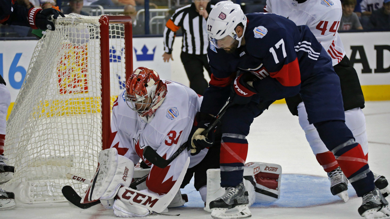 Team-Canada's-Carey-Price-(31)-makes-a-save-against-Team-USA's-Ryan-Kesler-(17)-during-the-first-period-of-a-World-Cup-of-Hokey-game-at-Nationwide-Arena-in-Columbus,-Ohio,-Friday,-Sept.-9,-2016.-(Kyle-Robertson/The-Columbus-Dispatch-via-AP)