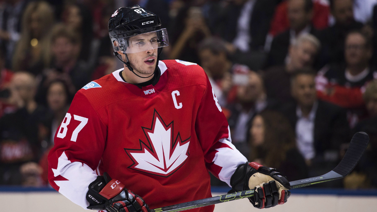 Team-Canada's-Sidney-Crosby-(87)-looks-up-ice-while-playing-against-team-Europe-during-second-period-World-Cup-of-Hockey-action-finals-in-Toronto-on-Tuesday,-September-27,-2016.-THE-CANADIAN-PRESS/Nathan-Denette