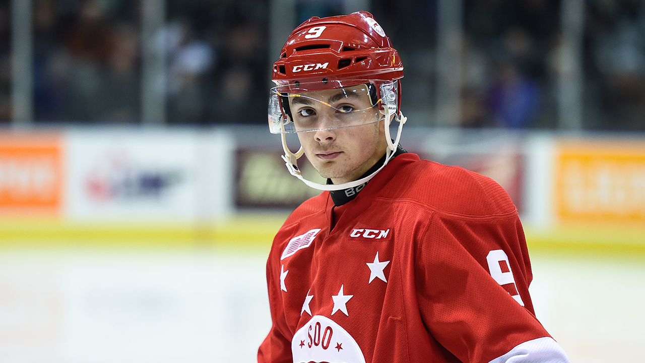 Zachary Senyshyn of the Sault Ste. Marie Greyhounds. (Aaron Bell/OHL Images)