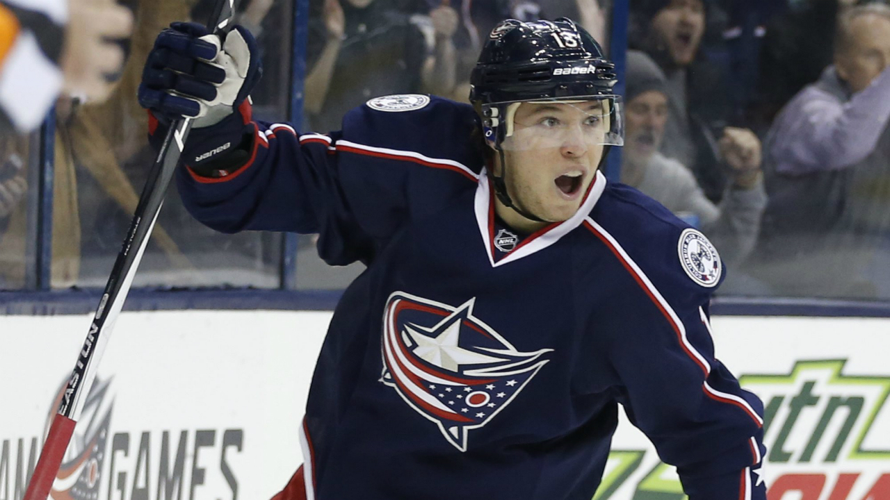 Columbus Blue Jackets' Cam Atkinson celebrates his goal against the Los Angeles Kings. (Jay LaPrete/AP)
