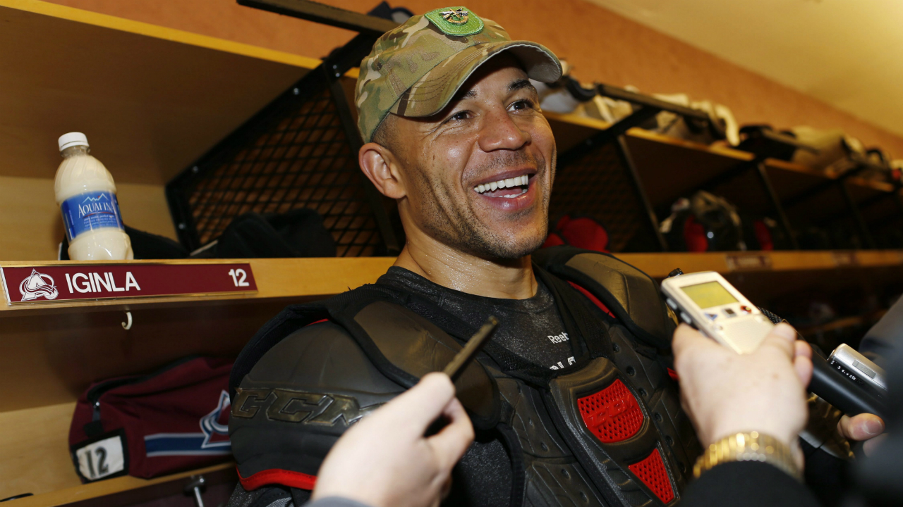 Colorado-Avalanche-right-wing-Jarome-Iginla-speaks-to-media-in-the-locker-room-after-he-scored-his-600th-career-goal-in-the-third-period-of-an-NHL-hockey-game-against-the-Los-Angeles-Kings-Monday,-Jan.-4,-2016,-in-Denver.-Colorado-won-4-1.-(David-Zalubowski/AP)