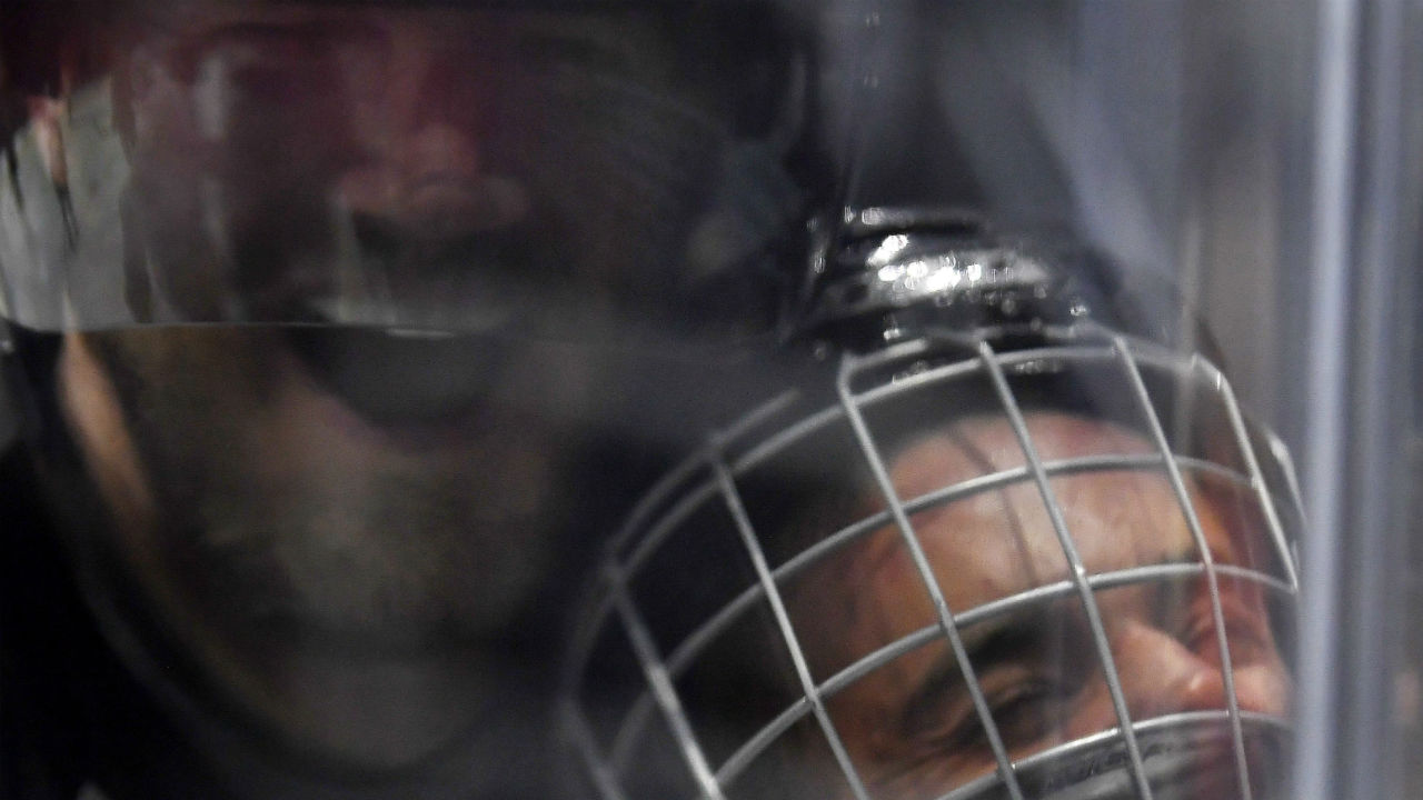 Singer-Justin-Bieber,-who-is-playing-for-Team-Gretzky,-is-pushed-into-the-glass-by-Chris-Pronger-of-Team-Lemieux-during-the-first-period-of-the-NHL-All-Star-Celebrity-Shootout-at-Staples-Center,-Saturday,-Jan.-28,-2017,-in-Los-Angeles.-The-NHL-All-Star-Game-is-scheduled-to-be-played-at-Staples-Center-on-Sunday.-(Mark-J.-Terrill/AP)