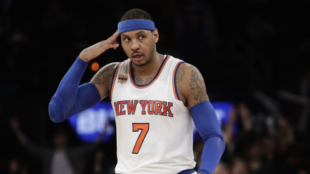 New-York-Knicks'-Carmelo-Anthony-(7)-gestures-after-making-a-three-point-basket-during-the-second-half-of-an-NBA-basketball-game-against-the-Indiana-Pacers,-Tuesday,-March-14,-2017,-in-New-York.-The-Knicks-won-87-81.-(Frank-Franklin-II/AP)
