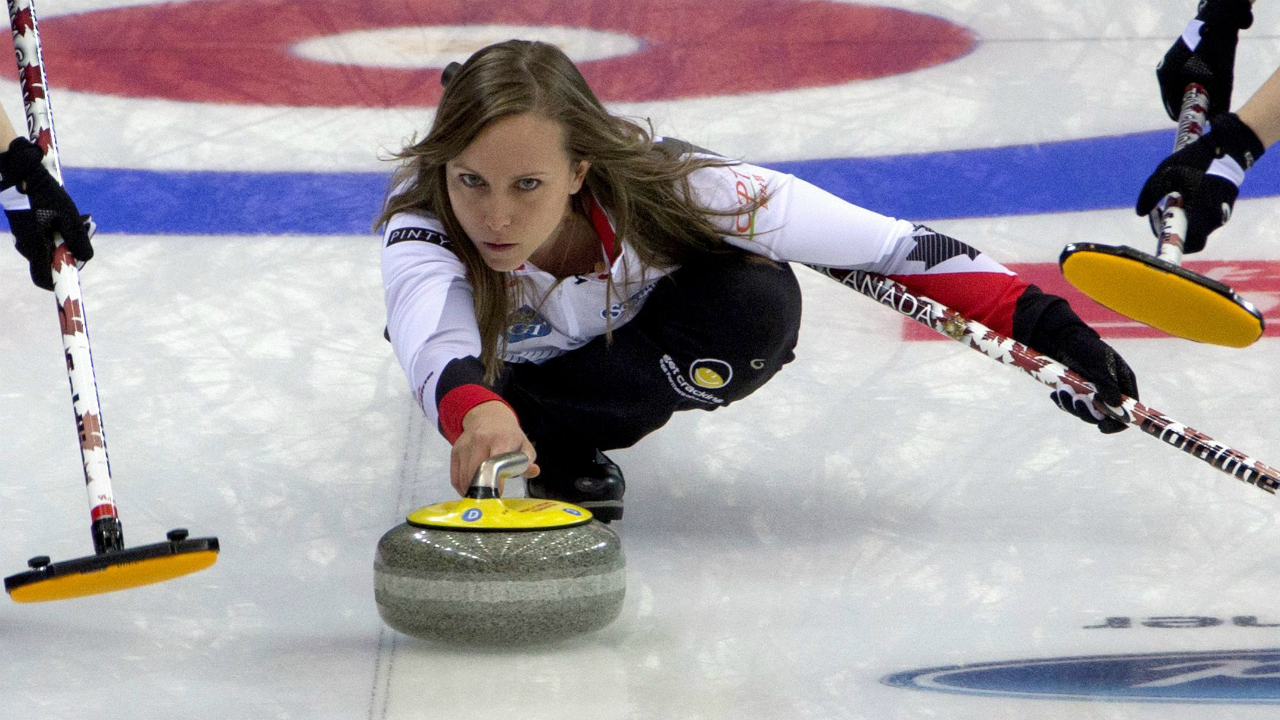 Canada's-Rachel-Homan-releases-a-stone-against-Sweden-during-the-CPT-World-Women's-Curling-Championship-2017-(WWCC)-held-in-Beijing's-Capital-Gymnasium,-Wednesday,-March-22,-2017.-(Ng-Han-Guan/AP)