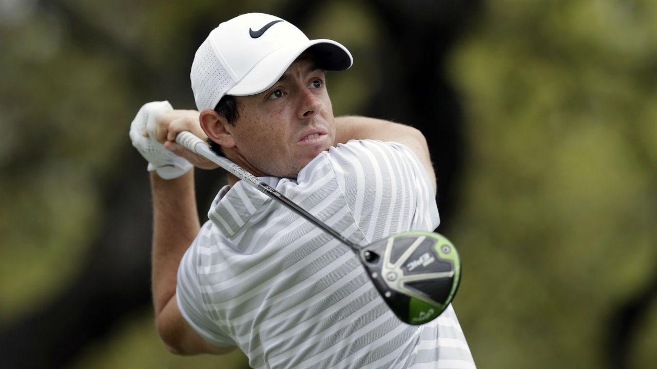 Rory-McIlroy,-of-Northern-Ireland,-watches-his-drive-on-the-first-hole-during-round-robin-play-against-Soren-Kjeldsen,-of-Denmark,-at-the-Dell-Technologies-Match-Play-golf-tournament-at-Austin-County-Club,-Wednesday,-March-22,-2017,-in-Austin,-Texas.-(Eric-Gay/AP)