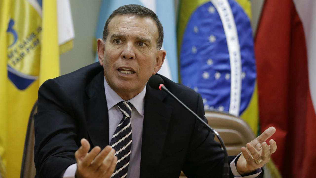 In-this-May-21,-2015-file-photo,-Conmebol-President-Juan-Angel-Napout-talks-during-a-press-conference-in-Asuncion,-Paraguay.-FIFA-and-Conmebol,-through-a-private-company,-will-audit-the-finances-of-the-Bolivian-Football-Federation-whose-president-is-in-prison-on-corruption-charges,-Napout-said-Wednesday,-Aug.-26,-2015.-(Jorge-Saenz,-File/AP)
