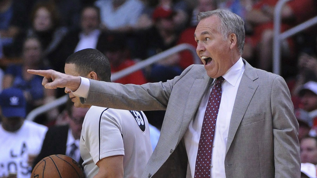 Houston Rockets head coach Mike D'Antoni shouts instructions as his team faces the New Orleans Pelicans in the second half of an NBA basketball game Friday, March 24, 2017, in Houston. (George Bridges/AP)
