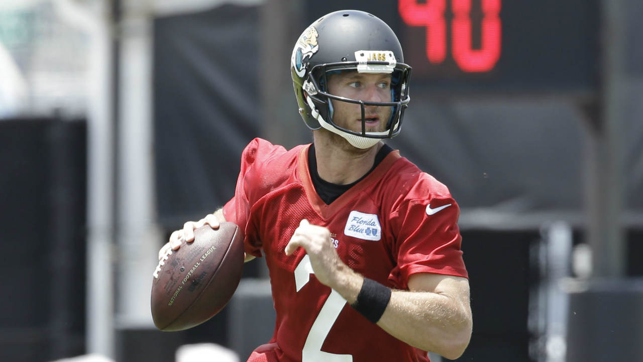 Jacksonville-Jaguars-quarterback-Ricky-Stanzi-looks-for-a-receiver-during-NFL-football-minicamp-in-Jacksonville,-Fla.,-Tuesday,-June-17,-2014.-(John-Raoux/AP)