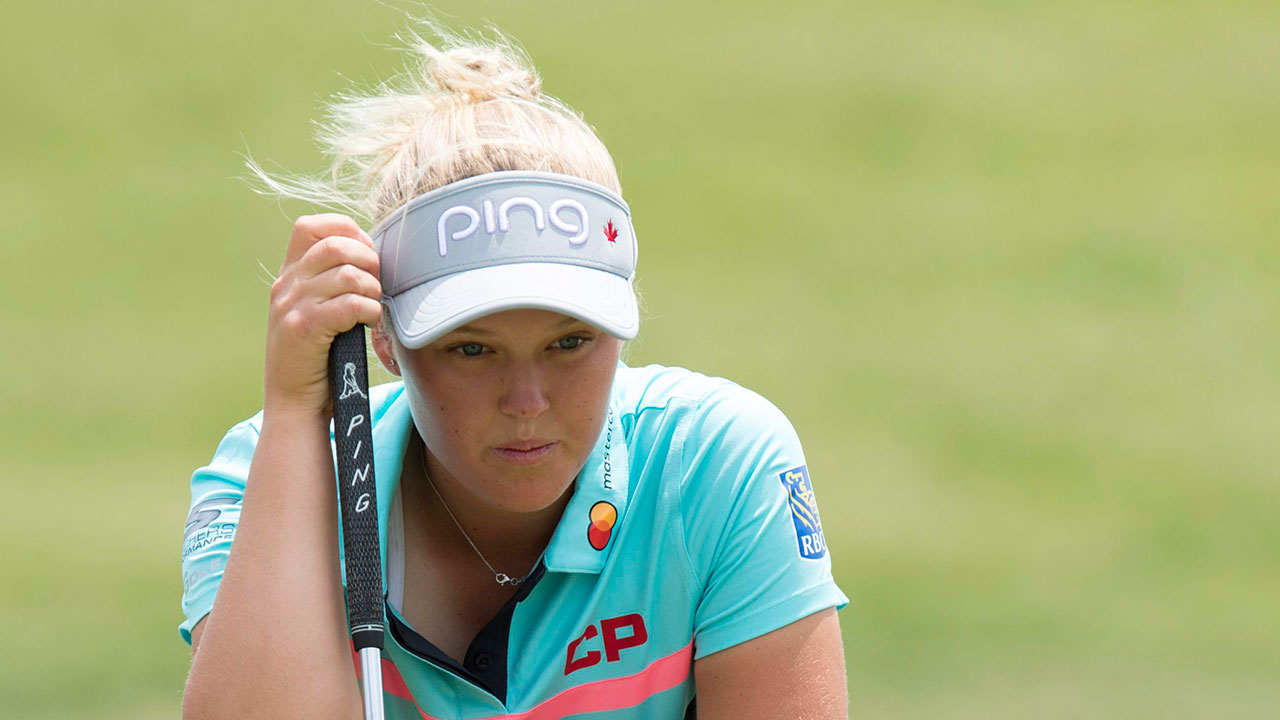 Brooke-Henderson-of-Canada-lines-up-her-putt-on-the-9th-hole-during-the-final-round-of-the-LPGA-Classic-at-Whistle-Bear-Golf-Club-in-Cambridge,-Ontario-on-Sunday-June-11,-2017.-(Frank-Gunn/CP)