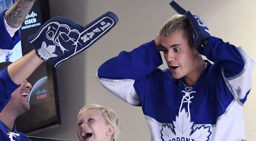NHL on X: The @MapleLeafs are rolling and @justinbieber is loving it. 😎   / X