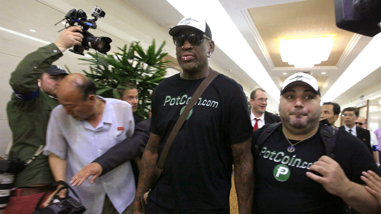 Former NBA player Dennis Rodman arrives in North Korea