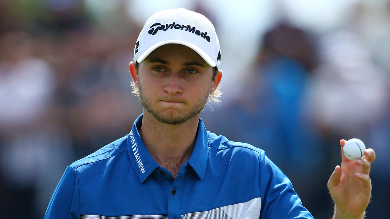 Canada's-Austin-Connelly-after-putting-on-the-4th-hole-during-the-final-round-of-the-British-Open.-(Dave-Thompson/AP)