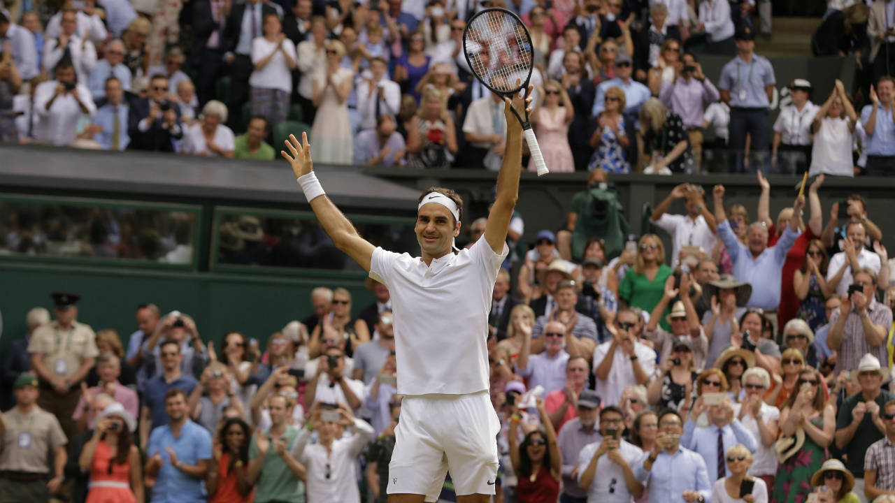 Switzerland's-Roger-Federer-celebrates-after-defeating-Croatia's-Marin-Cilic-to-win-the-Men's-Singles-final-match-on-day-thirteen-at-the-Wimbledon-Tennis-Championships-in-London-Sunday,-July-16,-2017.-(Alastair-Grant/AP)