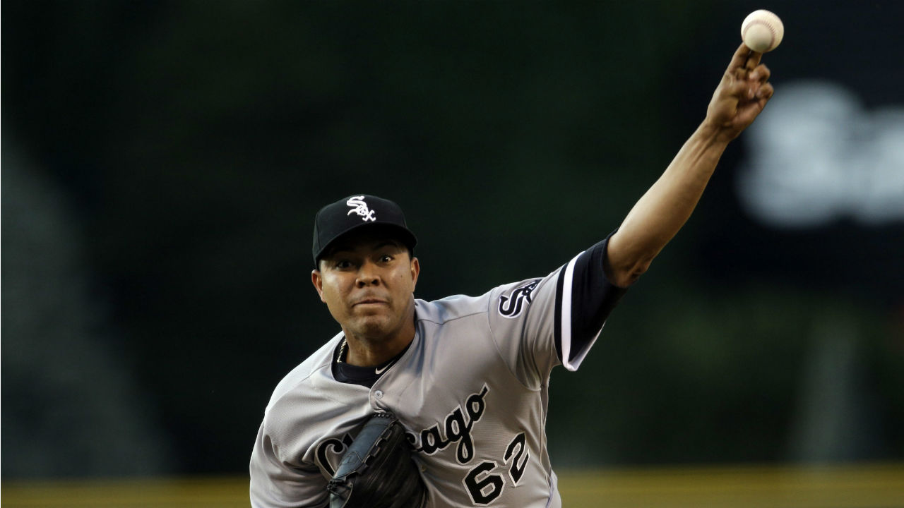 Chicago-White-Sox-starting-pitcher-Jose-Quintana-delivers-against-the-Colorado-Rockies-in-the-first-inning-of-a-baseball-game,-in-Denver.-The-Chicago-Cubs-acquired-left-handed-pitcher-Jose-Quintana-from-the-Chicago-White-Sox-for-outfielder-Eloy-Jimenez,-right-handed-pitcher-Dylan-Cease,-and-infielders-Matt-Rose-and-Bryant-Flete,-Thursday,-July-13,-2017.-)