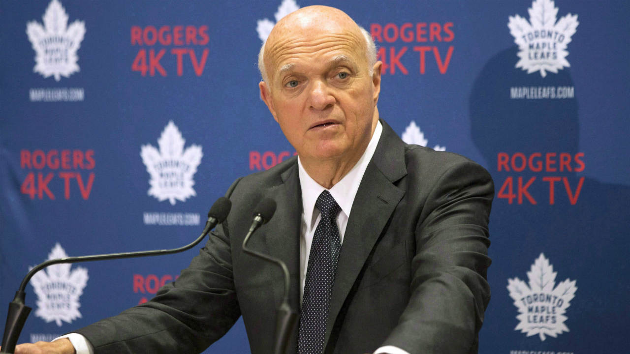 Lou-Lamoriello,-general-manager-of-the-Toronto-Maple-Leafs,-attends-a-press-conference-in-Toronto,-on-Thursday-September-22,-2016.-Lamoriello-likes-to-say-that-when-it-comes-to-managing-an-NHL-team-there's-a-five-year-plan-which-changes-daily.-(Chris-Young/CP)